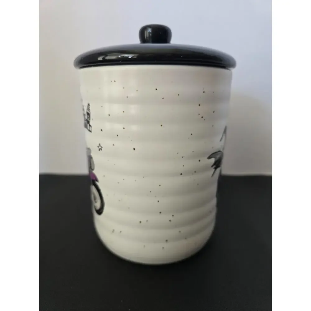 Cobwebs & Cauldrons Halloween Skeleton Motorcycle Sidecar Canister 7
